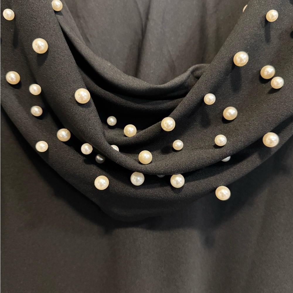 Karl Lagerfeld Elegant Black Pearl-Embellished Dress - Picture 10 of 11